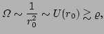 $\displaystyle \Omega \sim \frac{1}{r_{0}^{2}} \sim U(r_{0}) \gtrsim \varrho,$