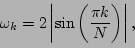 \begin{displaymath}
\omega_k=2 \left\vert\sin{\left(\frac{\pi k}{N}\right)}\right\vert,
\end{displaymath}