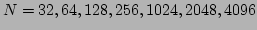 $N=32, 64, 128, 256, 1024, 2048, 4096$