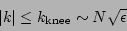 \begin{displaymath}
\vert k\vert \le k_{\mathrm{knee}} \sim N \sqrt{\epsilon}
\end{displaymath}
