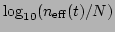 $\log_{10}(n_{\mathrm{eff}}(t)/N)$