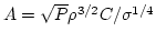 $A=\sqrt{P} \rho^{3/2} C/\sigma^{1/4}$