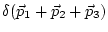 $\delta({\vec p}_1+{\vec p}_2+{\vec p}_3)$