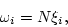 \begin{displaymath}\omega_i = N \xi_i,\end{displaymath}