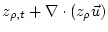 $\displaystyle z_{\rho,t} + \nabla \cdot \left(z_{\rho} \vec{u} \right)$