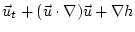 $\displaystyle {\vec u}_t + (\vec u \cdot \nabla) \vec u + \nabla h$