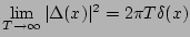 $\lim\limits_{T\to\infty}E(0,x)= T (\pi \delta(x)+iP(\frac{1}{x}))$
