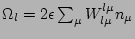 $\Omega_l = 2 \epsilon \sum_\mu
W^{l \mu}_{l \mu} n_\mu $