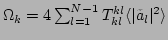 $ \Omega_k=4\sum_{l=1}^{N-1}T^{kl}_{kl}\langle \vert\tilde{a}_l\vert^2\rangle $