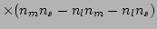 $\displaystyle \times(n_m n_s-n_l n_m-n_l n_s )$