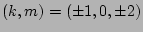 $(\bldk, m) = (\pm 1, 0, \pm 2)$