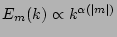 $E_{m}(k) \propto k^{\alpha(\vert m\vert)}$