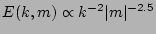 $E(k,m) \propto k^{-2} \vert m\vert^{-2.5}$