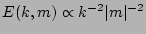 $E(k,m) \propto k^{-2} \vert m\vert^{-2}$