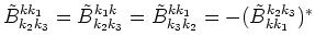 $\displaystyle \tilde B^{k k_1}_{k_2 k_3} = \tilde B^{k_1 k}_{k_2 k_3} =
\tilde B^{k k_1}_{k_3 k_2} = -(\tilde B^{k_2 k_3}_{k k_1})^*$