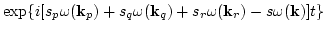 $\displaystyle \exp\{i[s_p\omega({\bf k}_p)+s_q\omega({\bf k}_q)+s_r\omega({\bf k}_r)- s
\omega({\bf k})]t\}$