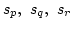 $s_p,\ s_q,\ s_r$