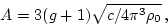 \begin{displaymath}
A=3(g+1)\sqrt{c/4\pi^3\rho_0}\,,
\end{displaymath}