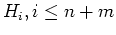 $H_i, i\le {n+m}$
