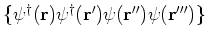 $\{\psi^\dagger({\bf r})\psi^\dagger({\bf r'})\psi({\bf
r''})\psi({\bf r'''})\}$