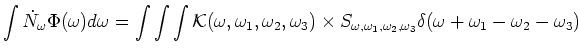 $\displaystyle \int \dot N_\omega \Phi (\omega )d\omega =
\int\int\int
{\cal K}(...
... ,\omega _1,\omega _2,\omega _3}
\delta (\omega +\omega _1-\omega _2-\omega _3)$