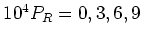 $10^4P_R=0,3,6,9$