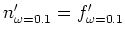$n'_{\omega =0.1}=f'_{\omega =0.1}$