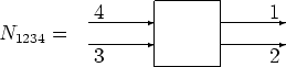 \begin{picture}(54,6)(0,0)
\put(1,3){\makebox(0,0){$N_{1234}=$}}
\put(6,2){\vect...
...4$}}
\put(23,5){\makebox(0,0){$1$}}
\put(23,1){\makebox(0,0){$2$}}
\end{picture}