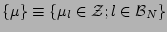 $ \{\mu \} \equiv \{ \mu_l \in {\cal Z}; {l \in {\cal B}_N }
\}$