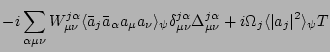 $\displaystyle - i \sum_{\alpha\mu\nu} W^{j\alpha}_{\mu\nu}
\langle \bar a_j \ba...
...\Delta^{j
\alpha}_{\mu\nu} + i \Omega_j \langle \vert a_j\vert^2 \rangle_\psi T$