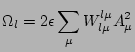 $\displaystyle \Omega_l = 2 \epsilon \sum_\mu W^{l \mu}_{l \mu} A_\mu^2$
